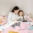 thumbnail image 5 of Homewish Zoo Animal Queen Comforter Set (3-Piece) Hippo Giraffe Zebra Lion Reversible Decor For Teens, 5 of 8