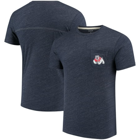 State Bulldogs Pocket - Fresno State Bulldogs Quarterback Pocket Tri-Blend T-Shirt - Heathered Navy