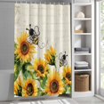 thumbnail image 3 of Watercolor Sunflower Leaf Fabric Shower Curtain Spring Floral Retro Washable Shower Curtains for Bathroom, Waterproof Bath Curtain with Hooks Home Decor 72x72in, 3 of 8