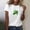 White, variant on Graphic Tees for Women Fashion Casual Fruit And Vegetable Printed Round Neck Short Sleeve Top T Shirt for Everyday Wear Women Red L