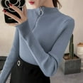 thumbnail image 3 of Pull à Col Mi-Haut avec Fermeture Éclair pour Femmes Pulls Basiques Automne Hiver Pulls Slim Unis pour Femmes, 3 of 5