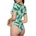 thumbnail image 3 of The Xecao Green Sea Turtle Women's Crew Neck Body Suit, a short-sleeved bodysuit and basic swimsuit, both comfort and style for dating and daily life, 3 of 9