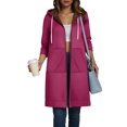 thumbnail image 2 of larppty Fleece Hoodie for Women Long Zipper Hoodies Zip Up Oversized Sweatshirts Womens Tunic Sweatshirt Winter Clothes (Hot Pink, 3XL), 2 of 7