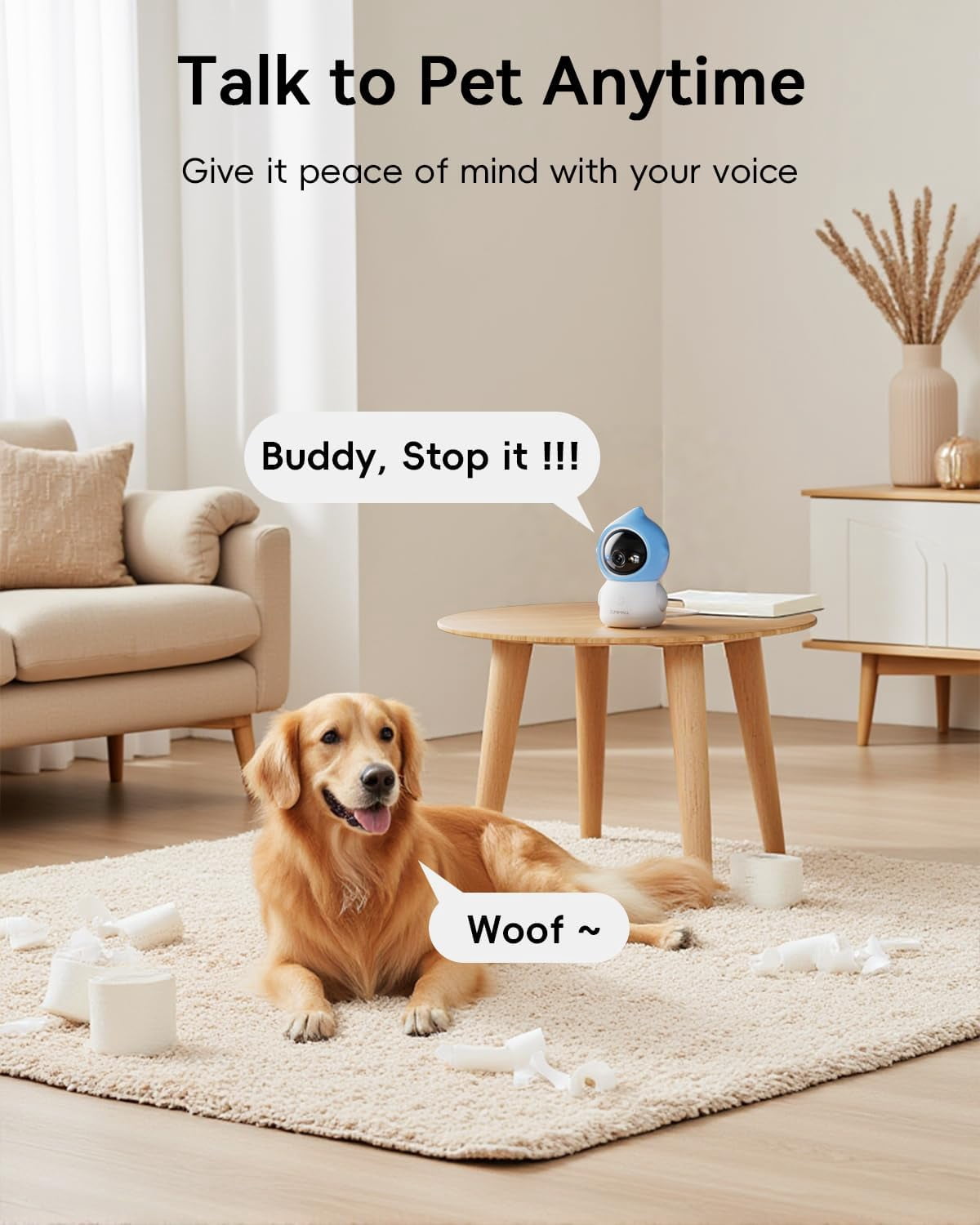 ZUMIMALL 2K Pet Camera with App-Controlled Laser Toy, 360° PTZ Indoor Camera for Cats & Dogs, 5G WiFi, Motion Tracking, Night Vision & 2-Way Audio