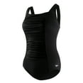 thumbnail image 1 of Speedo Women's Plus Solid Shirred Tank One Piece Swimsuit - Speedo Black, 24, 1 of 2