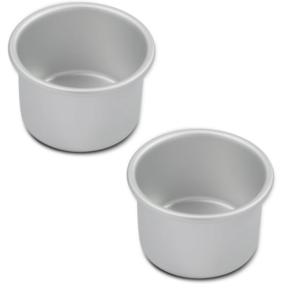 Aluminum smash cake 4×3 inch round Cake Pans Set of 2,anodized aluminum,layer cake pans,birthday cake pans, baking pan For birthday cake, party cake Silver (4×3 round Cake Pan, Set of 2)