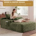 thumbnail image 6 of 65" Oversized Indoor Cloud Couch Chair, Boneless Wide Armrest Chaise with Side Pockets, Cup Holders, 3 Pillows, Comfy Corduroy Sofa Bed, Green, 6 of 8