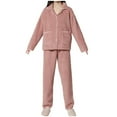 thumbnail image 2 of Fnooota Womens Pajama Sets, Warm Soft Long Sleeve 2-Piece Sleepwear Sets Pink Size M, 2 of 6