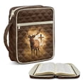 thumbnail image 2 of Xixirimido Bible Cover Case for Women, Quilted Bible Cover Bag with Handle, Bible Carrying Case Study Supplies Accessories for Men, Brown Elk Cross, 2 of 7