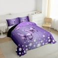 thumbnail image 3 of Castle Fairy Purple Floral Butterflies Full Size Comforter Sets 3-Piece for Kids Children Teens,Dreamy Princess Bedding Comforter Set,Crystal Bling Glitter Splash Lightweight Bedding Sets, 3 of 8