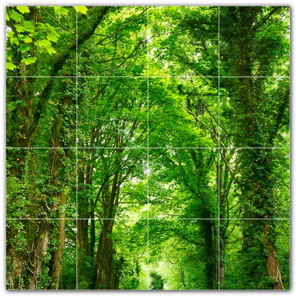 Picture-Tiles.com: Trees Ceramic Tile Wall Mural WAL501043-44M. 24"W x 24"H using (16) 6" x 6" Ceramic Tiles-Satin Finish