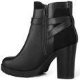 thumbnail image 6 of Pennysue Women's Chunky Heel Booties Black Zipper Ankle Booties Size 11, 6 of 6