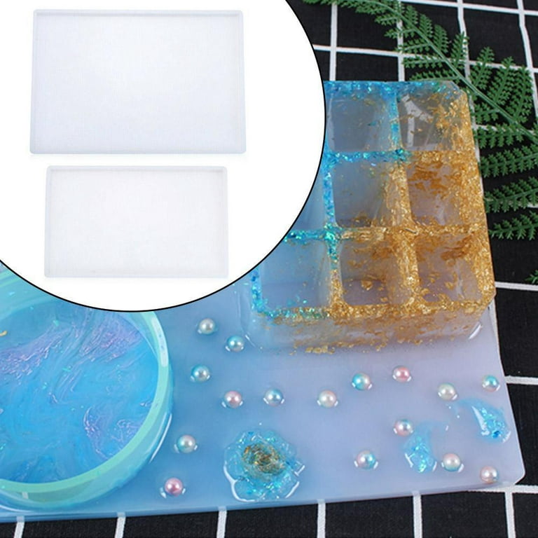 Liquid Silicone Transparent Epoxy Resin Mold Rectangle Shape Large Tray  Molds Coaster Fruit I2E0 