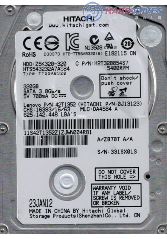 Hitachi HTS543232A7A384 P/N: 0J13123 MLC: DA4584 320GB - Walmart.com ...