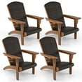 thumbnail image 1 of Gymax Set of 4 Adirondack Chair w/ Rattan Padded Seat & Back Wide Hidden Cupholder Patio Brown, 1 of 6