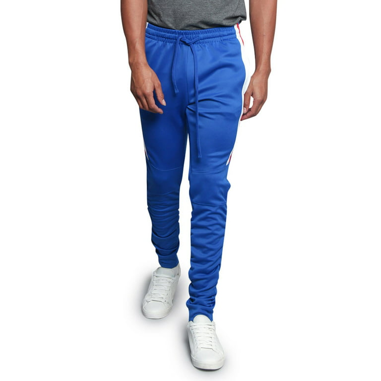 USA Men's Hip Hop Fit Track Pants - Athletic Jogger Scrunched Bungee Double Striped - Royal Blue - 3X-Large - Walmart.com