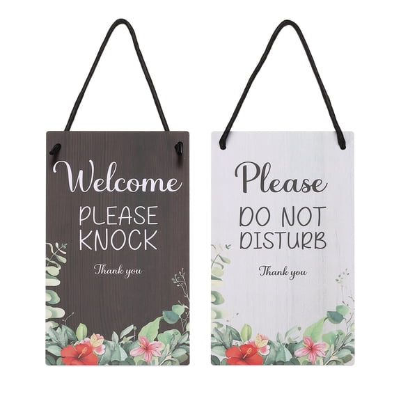 Uxcell Welcome Please Knock Sign, Please Do Not Disturb Door Sign, Black White, 10" x 5"