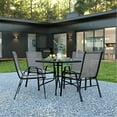 thumbnail image 3 of Flash Furniture Brazos Series 5-Piece Steel Glass Patio Table and Chair Set, Gray, 3 of 11