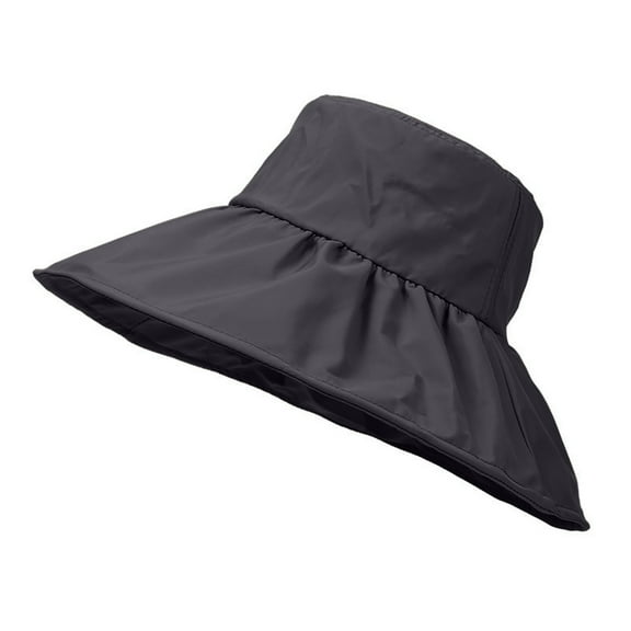 Women's Wide Brim Fisherman Hat, Extra Large Sun Hat with Foldable Design, Solid Color UPF Sun Protection for Outdoor, Beach, Travel and Daily Use, One Size Fits Most Adjustable Sun Hat Black