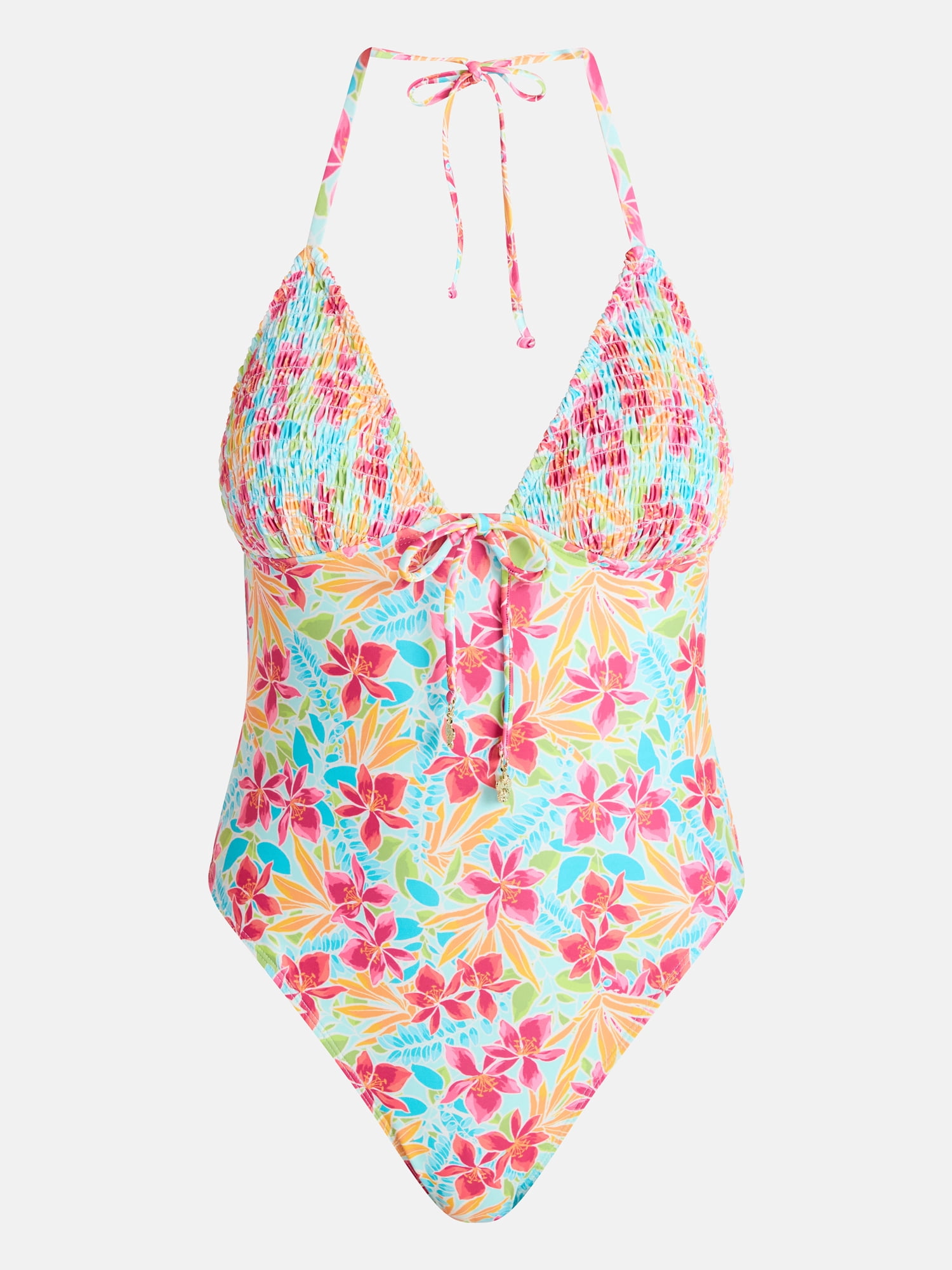 No Boundaries Halter Triangle One Piece Swimsuit, Women's XXS-XXL