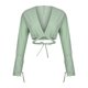 thumbnail image 3 of Verano nuevo Color sólido cuello en V correas recortadas ombligo corto mujeres Casual espalda cremallera cárdigan moda camisa de manga larga Pompotops FGAJ14121, 3 of 7