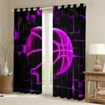 thumbnail image 2 of Erosebridal Geometric Geometry Checkered Curtains Pack of 2 (52x63),Basketball Game Black Out Curtains,Black Pink Curtains for Living Room For Youth,Super Cozy Room Decoration, 2 of 7