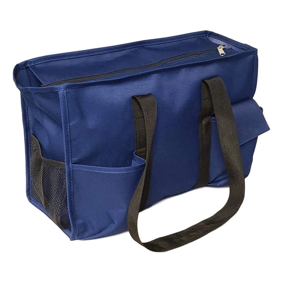 Solid Color Zipper Top Organizing Game Day Tote Diaper Bag Weekender Tailgate Can Be Personalized Blank - Navy