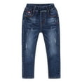 thumbnail image 2 of Tfken Toddler Boys Denim Pants Solid Color Slim-Leg Elastic Waist Ripped Soft Jeans Blue Size 2-3 Years, 2 of 9