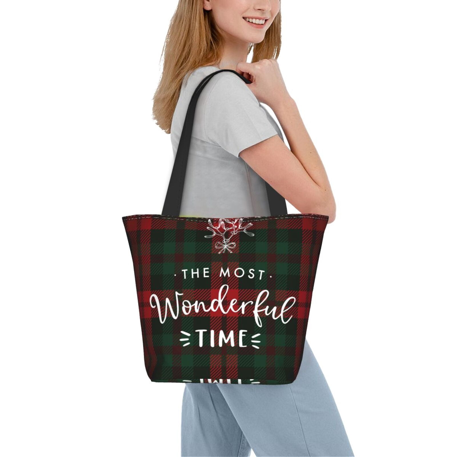 Ratiio Wonderful Time Christmas Print Shoulder Bag for Women, Polyester Crossbody Purse Lightweight Handbag for Daily Travel and Casual Use