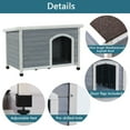 thumbnail image 4 of Medium Wooden Outdoor Dog House, Waterproof Roof, Elevated Floor, Adjustable Plastic Feet, Grey, 4 of 8