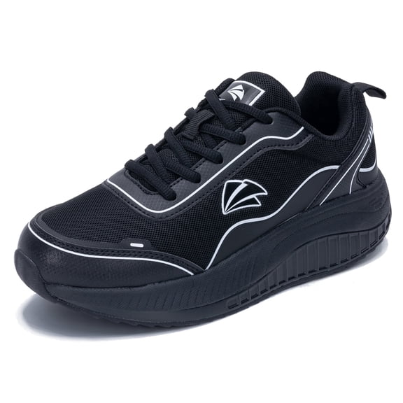 AOV Womens Walking Shoes for Plantar Fasciitis, Arch Support Athletic Tennis Sneakers Orthotic Comfortable Shoes for Standing All Day AllBlack US 8