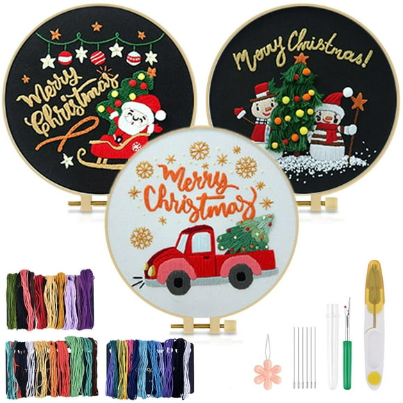 Set de bordado navideño TINDTOP Art & Craft Kit, aro de 20 cm