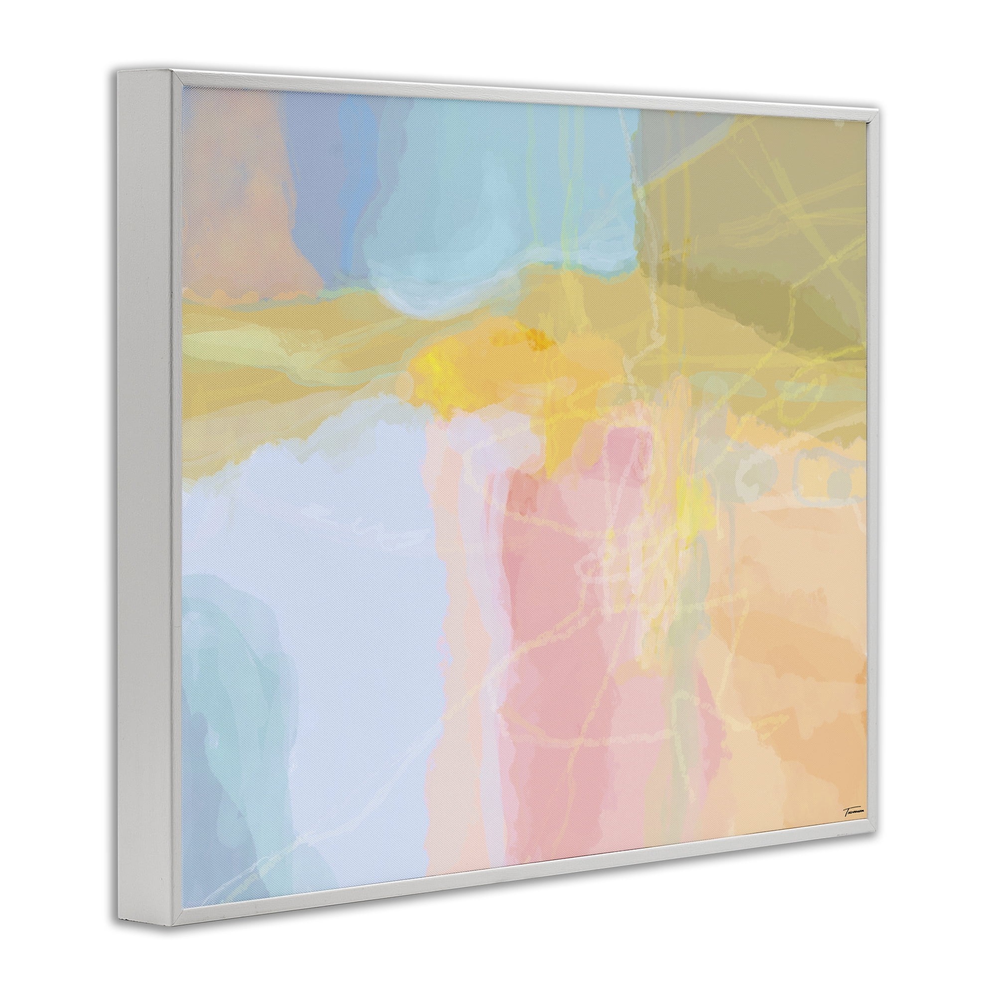 Stupell Industries Pastel Collaged Pattern Abstract Painting White Framed Art Print Wall Art, 14 x 11