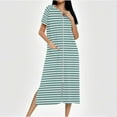 thumbnail image 2 of Zip Up Robe For Women Short Sleeve Long Bathrobe Polka Point Bathrobes Crew Neck Spa Robe With Pockets Ultra Soft Textured Long Bathrobe Sleep Shirt Pajama Top, 2 of 7