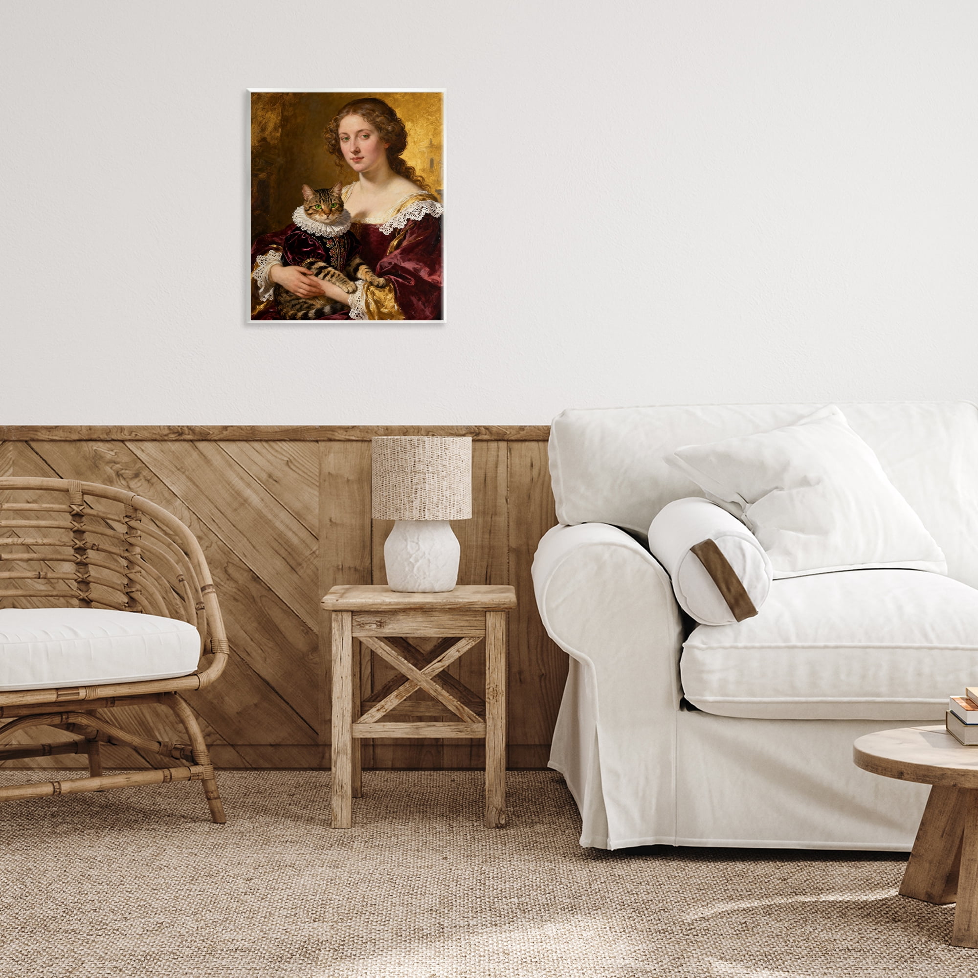 Stupell Industries Renaissance Lady with Regal Cat Wall Plaque Art, design by CAD Designs