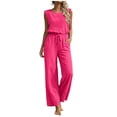 thumbnail image 1 of Combinaison pour Femmes, Sans Manches à Jambe Grand, avec Col Rond et Ceinture à la Taille, une Pièce de Couleur Unie, 1 of 7
