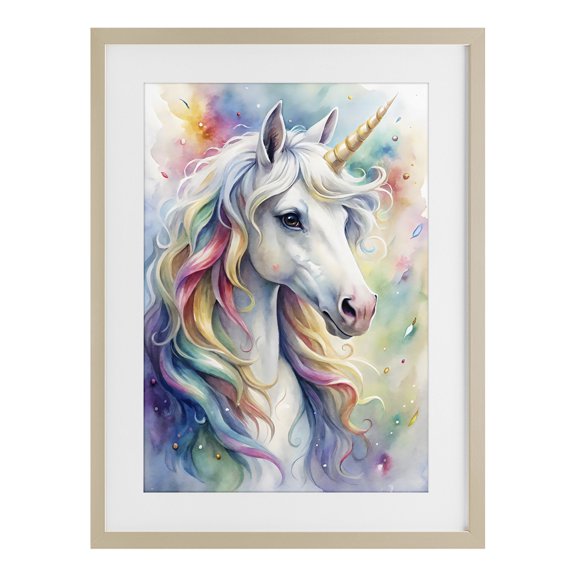 Stupell Industries Bohemian Pastel Colorful Unicorn Birch Framed Print Under Glass, 17 x 23, by Creative Studio