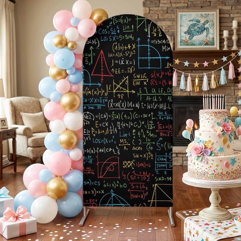Maths Background Cartoon Pattern Cartoon Math Arch Backdrop Covers 6.6 FT, Abstract Number Chart Pattern ...