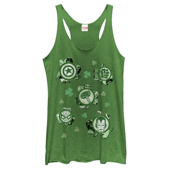 Women's Marvel St. Patrick's Day Clover Icon  Racerback Tank Top Envy Green X Large
