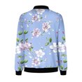 thumbnail image 5 of Feancey Womens Trendy Bomber Jacket Lightweight Casual Floral Print Zip up Jackets Coat Outdoor Windproof Moto Jackets Fall Plus Size Outerwear with Pockets Purple 4XL, 5 of 6