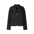 thumbnail image 6 of BiZtdJrK Cotton Linen Blazers for Women Long Sleeve Lapel Shirts Jacket Business Casual Work Office Suit Jackets Solid Button Open Front Cardigan Daily Sales of the Day Black M, 6 of 7