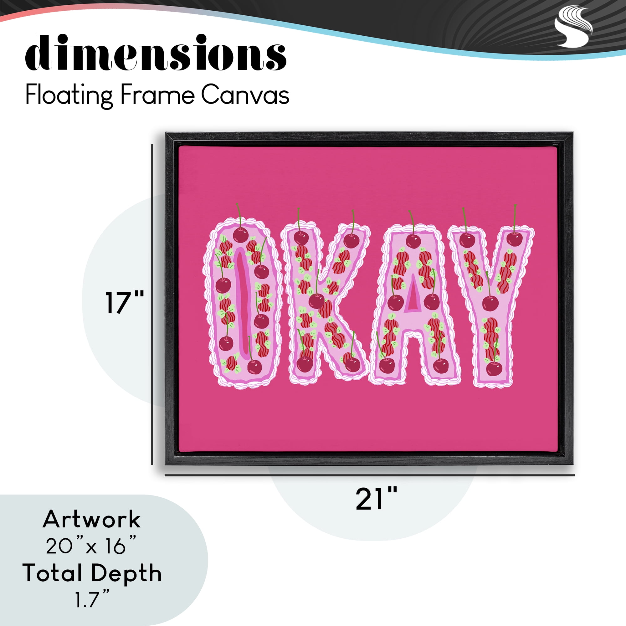 Stupell Industries Okay Cherry Cake Black Framed Floater Canvas Wall Art, design by Ziwei Li