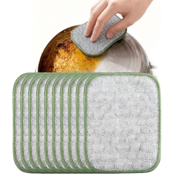 Multipurpose Wire Dishwashing Rags, Double Layer Metal Scrubbing Pads, Non-Scratch Reusable Cleaning Cloths for Kitchen, Pots, Pans, Sinks, Wet and Dry Use
