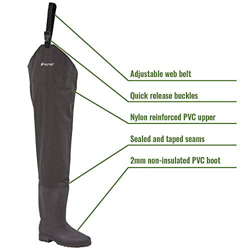 Cleated Assorted Sizes Brown Frogg Toggs Rana II PVC Bootfoot Hip Wader 