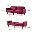 thumbnail image 3 of Best Choice Products Curved Convertible Futon, Velvet Fabric Split-Back Sleeper Bed - Raspberry, 3 of 10
