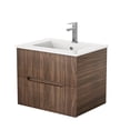 thumbnail image 5 of Erinnyees 24" Natural Floating Bathroom Vanity Cabinet - Features Wall-Mounted Design, Ceramic Sink, and 2 Fluted Drawers with Concealed Handles, 5 of 8