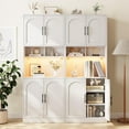 thumbnail image 3 of Garvee 71" Tall Kitchen Pantry Storage Cabinet with RGB Lights, Freestanding Pantry Cabinet with Microwave Shelf, Minimalist Hutch for Dining Room, Bathroom, Living Room, White, 3 of 7
