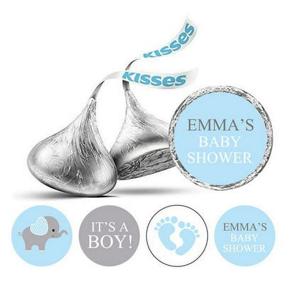 Darling Souvenir Light Blue 190 Pieces Baby Shower Favor Stickers - Mini Candy Stickers & Chocolate Wrapper Labels for Party Favors & Decorations