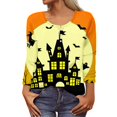 thumbnail image 3 of LINMOUA Long Sleeve Shirts For Women Halloween Pattern Print Graphic Tees Blouses Casual Plus Size Basic Tops Pullover, 3 of 4