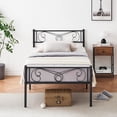 thumbnail image 3 of Negra tamaño individual size marco de cama con almacenamiento metal marco de cama con vintage pattern cabecero y footboard mattress foundation fácil montaje, 3 of 7